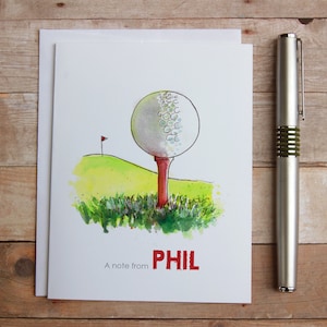 Personalisierte Golf-Grußkarten - Golf-Trainer Geschenk, Golfball-Note, Golf-Tee, Aquarell-Golfball, Dankeschön, Golf-Dankeschön
