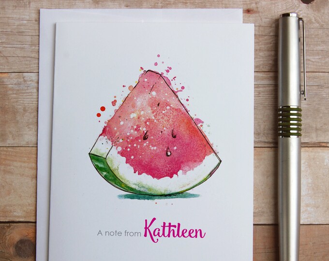 Personalized Watermelon Note Cards - Summer Thank You Notes, Hostess ...