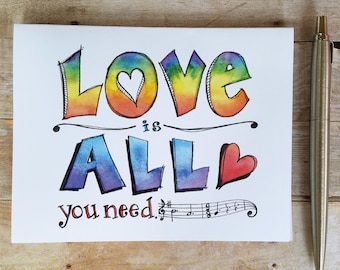 Love is All You Need Note Cards - LGBTQ note cards, Rainbow note cards