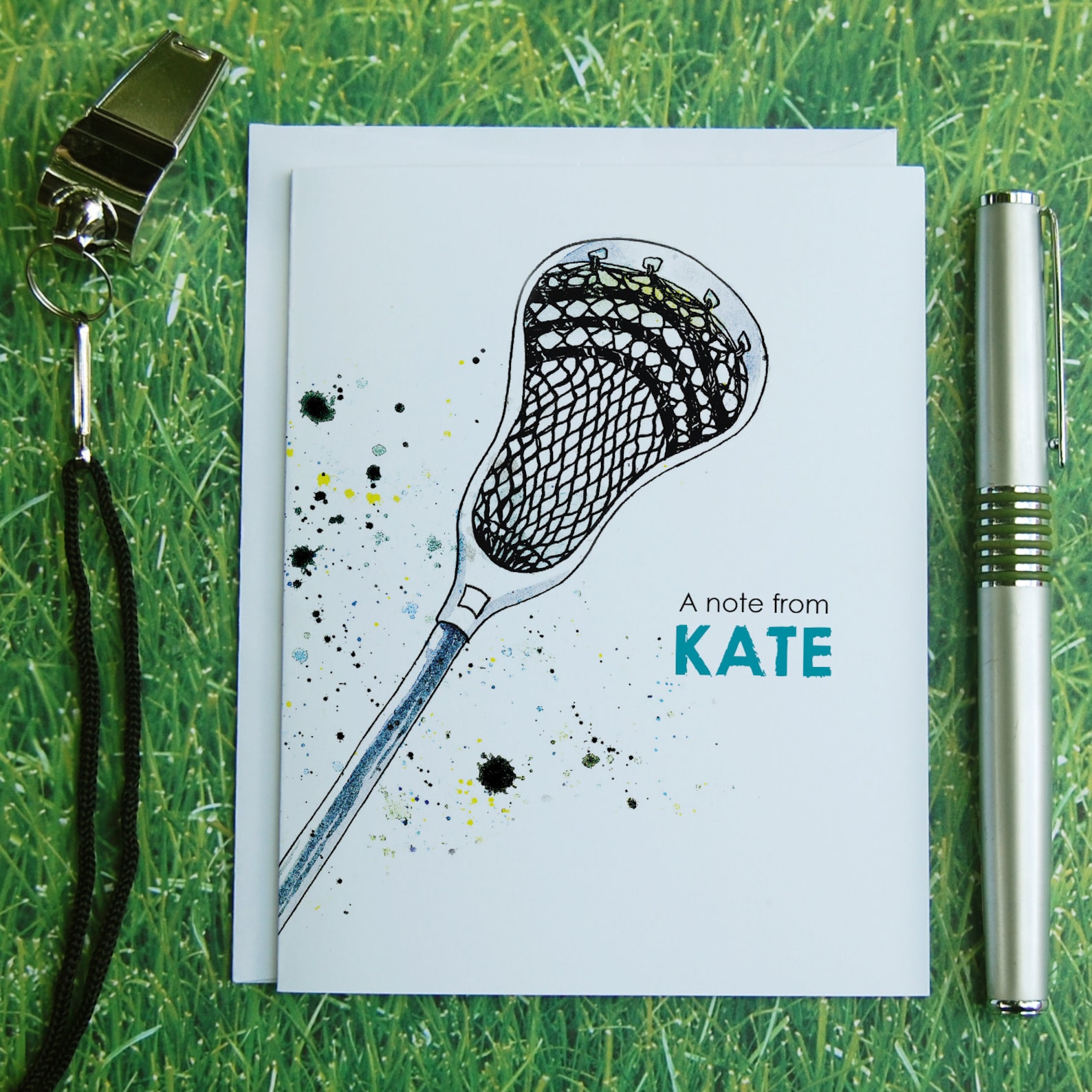 Personalized Lacrosse Note Cards Watercolor Lacrosse Card Etsy