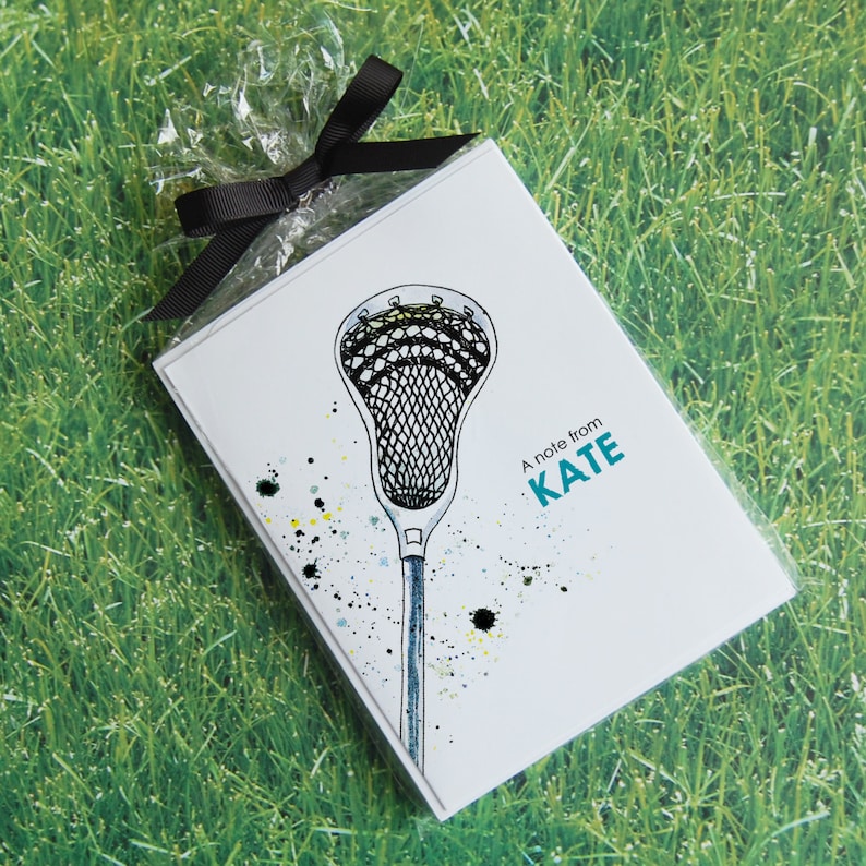 Personalized Lacrosse Note Cards Watercolor Lacrosse Card Etsy