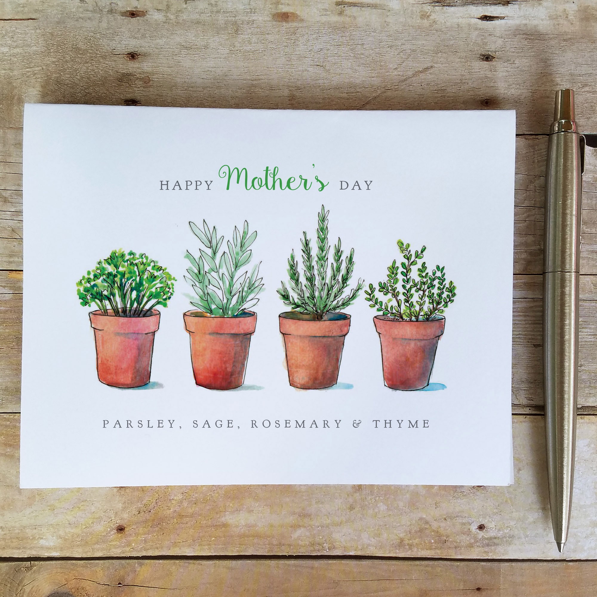 Potted Herb Garden Mother's Day Card parsley Etsy