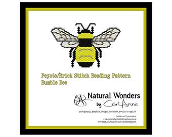 Bumble Bee Beading Pattern - brick/peyote stitch pattern, unique nature inspired jewelry pattern, beaded bee pattern, beaded insect pattern