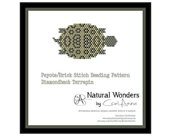 Terrapin Turtle Beading Pattern - brick/peyote stitch pattern, diy jewelry pattern, beaded turtle, seed bead pattern, turtle lover, reptile