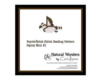 Osprey (#m3) brick / peyote stitch pattern for pendants, charms, earrings, pins, keychains, ornaments, zipper pulls