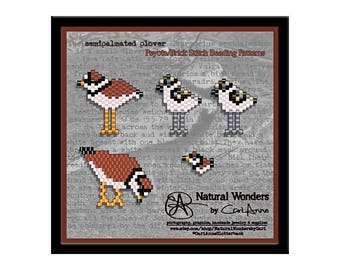 Semipalmated Plover (5pc) brick & peyote stitch patterns for pendants, earrings, charms, pins, key chains, ornaments