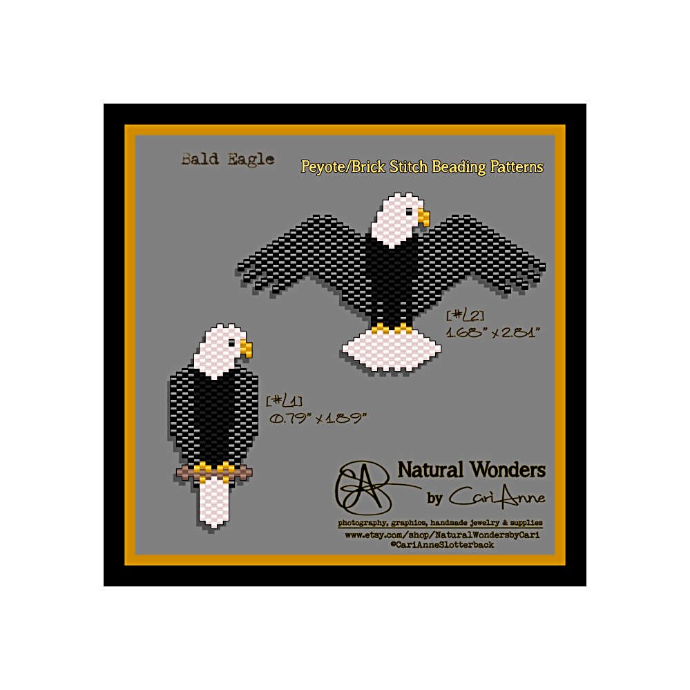 Bald Eagle (l-2pc) Brick / Peyote Stitch Patterns for Pendants