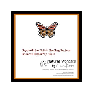 Monarch Butterfly Small brick / peyote stitch beading pattern for pendants, charms, earrings, pins, bead work pattern, butterfly pattern