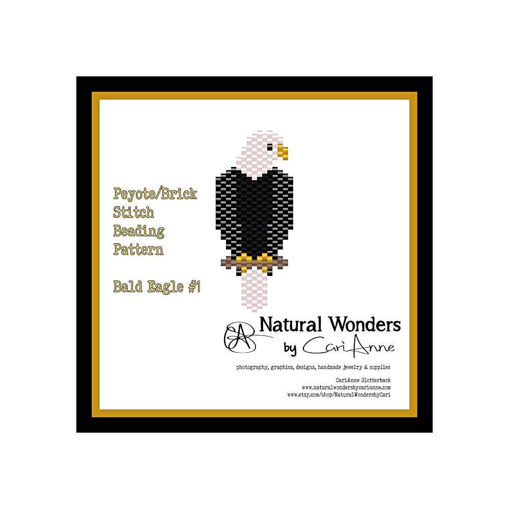 Bald Eagle (l-2pc) Brick / Peyote Stitch Patterns for Pendants