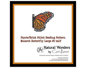 Monarch Butterfly Large #2 half, beading pattern, bead work pattern, peyote stitch pattern, brick stitch pattern, butterfly beading pattern