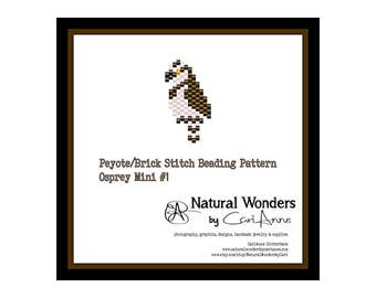 Osprey (#m1) brick / peyote stitch pattern for pendants, charms, earrings, keychains, pins, ornaments, zipper pulls