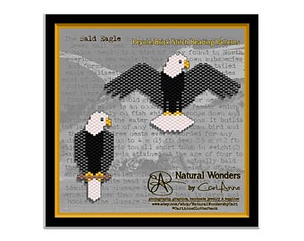 Bald Eagle (L-2pc) brick / peyote stitch patterns for pendants, charms, earrings, pins, keychains, ornaments, broaches