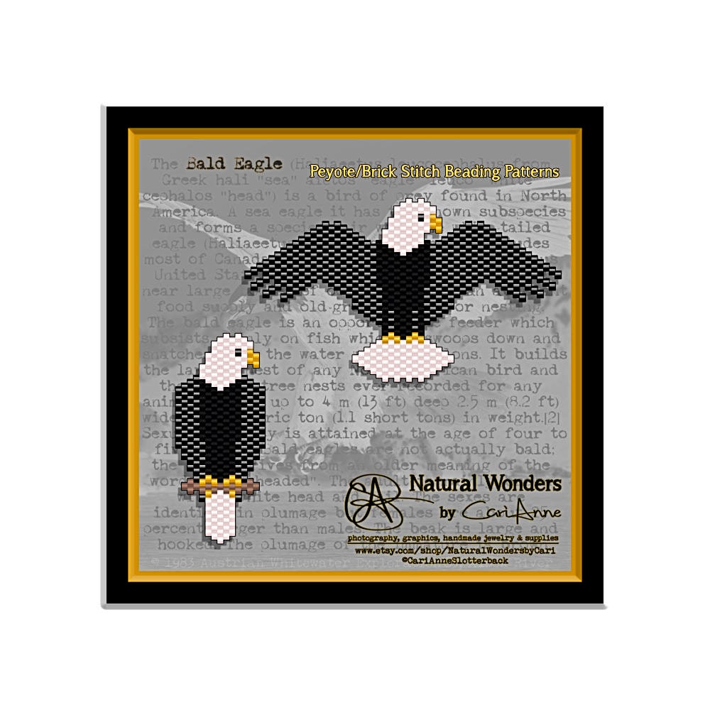 Bald Eagle (l-2pc) Brick / Peyote Stitch Patterns for Pendants