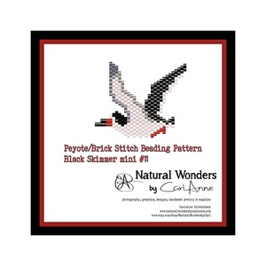 Black Skimmer (m#11) - brick & peyote stitch beading pattern for jewelry, brooches, appliques, accessories, ornaments
