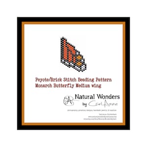 Monarch Butterfly Medium Wing brick /  peyote stitch beading pattern for pendants, earrings, charms, butterfly wing pattern, nature inspired