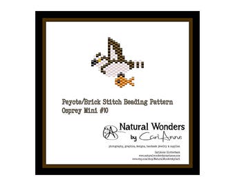 Osprey (#m10) brick / peyote stitch pattern for pendants, charms, earrings, pins, keychains, ornaments, zipper pulls
