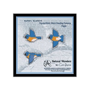 Eastern Bluebird (flight) brick / peyote stitch patterns for pendants, charms, earrings