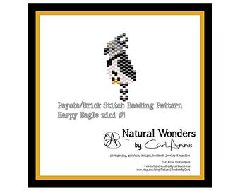 Harpy Eagle mini 1 - peyote stitch pattern for charms, earrings, pendants