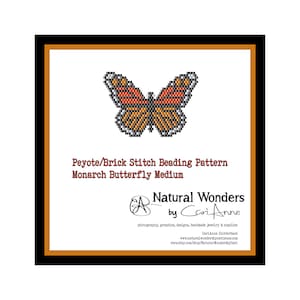Monarch Butterfly Medium brick / peyote stitch beading pattern, bead work pattern, monarch butterfly beading pattern nature pendant pattern