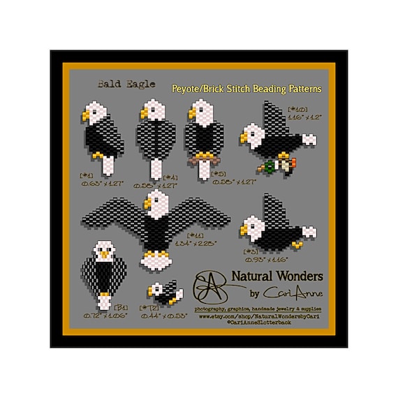 Bald Eagle (8pc) Peyote / Brick Stitch Beading Patterns for