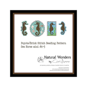 Seahorse 4pc Beading Patterns - brick & peyote stitch beading patterns for jewelry, appliques, accessories, beaded sea horse, marine life