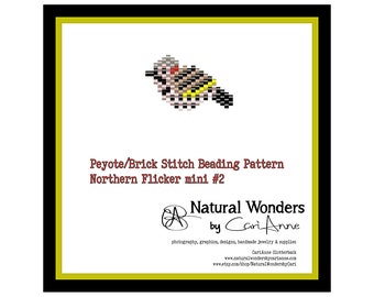 Northern Flicker Mini 2 beading pattern for pendants, charms, pins, earrings woodpecker beading pattern, brick stitch, peyote stitch, NWBC