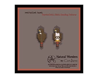 Red-tailed Hawk (#m4-5) brick / peyote stitch pattern for pendants, charms, earrings, pins, keychains, ornaments, zipper pulls