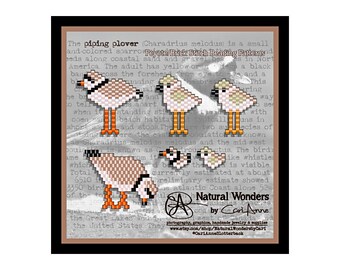 Piping Plover (6pc) brick & peyote stitch patterns for pendants, earrings, charms, pins, key chains, ornaments