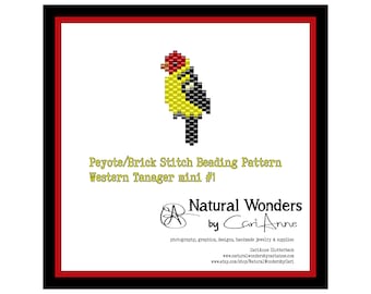 Western Tanager (m#1) brick/peyote pattern for charms, earrings, pendants, pins, jewelry, accessories, ornaments, keychains