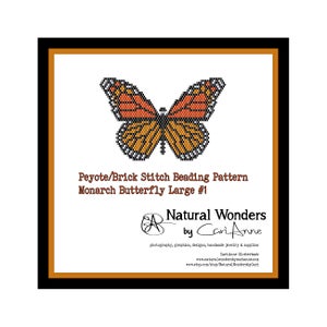 Monarch Butterfly Large #1 brick/peyote beading pattern for pendants, brooches, barrettes, accessories, nature inspired, seed bead pattern