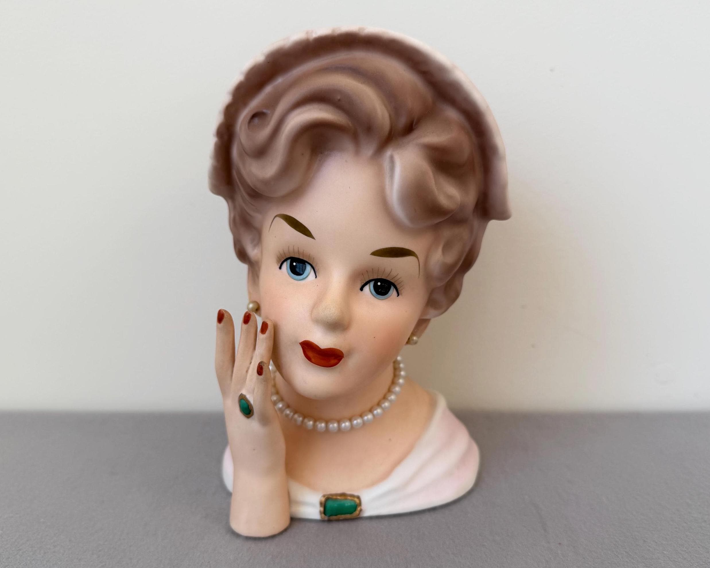 Relpo（レルポ）陶器　花瓶　貴婦人　日本製　ヘッドベース ヴィンテージ Relpo Lady Head Vase - Etsy