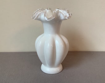 Vintage Fenton Art Glass Silver crest vase