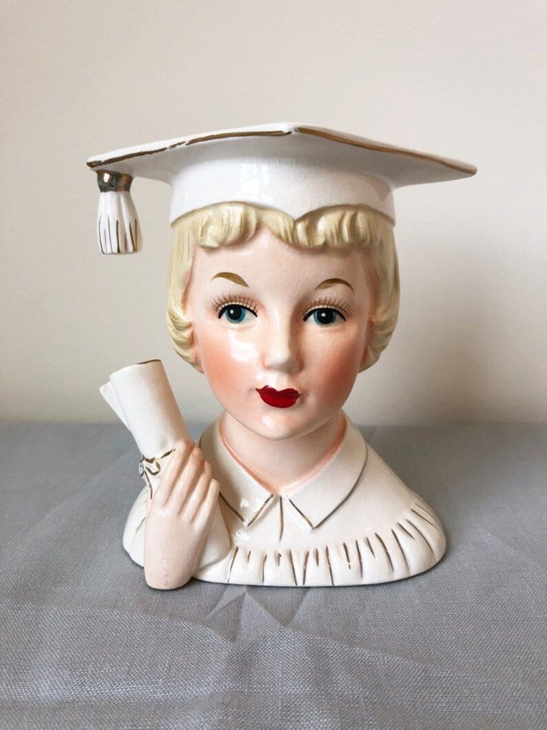 Vintage Napco C4072b 1959 Lady Head Vase The Graduate Etsy