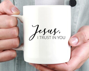 Jesus I Trust in You Mug, Catholic Mug, Religious Mug, Typography Mug, Divine Mercy Mug, Minimalist Mug, Jesus Mug, Religion Mug, Trust Mug