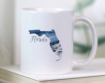 Florida Coffee Mug, State Mug, Ocean Coffee Mug, Gift for Her, Vacation Mug, Homestate Mug, Florida Mug, Beach Mug, Ocean Mug, Coastal Mug