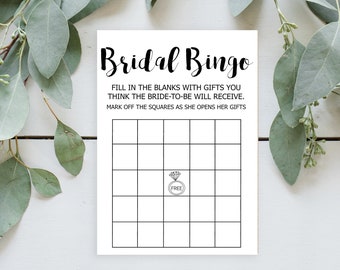 Bridal Bingo Printable, DIGITAL DOWNLOAD, Plain Background, Bridal Shower Game, Wedding Shower, DIY Game, Instant Download
