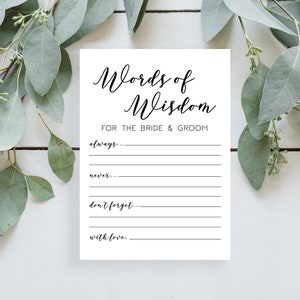 Palabras de sabiduría para imprimir, juego de despedida de soltera, tarjetas de consejos de matrimonio, descarga instantánea, consejos de boda imprimibles, juegos de despedida de soltera