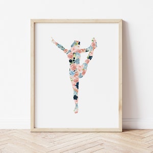 Floral Cheer Printable, Pink and Blue Floral Cheer Print, Cheerleading Printable, Cheerleader Print, Floral Cheer Wall Art, Girls Room Print