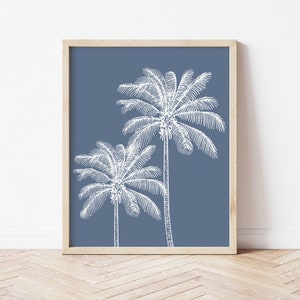 Palm Tree Printable, Arch Printable, Blue Artwork, Botanical Print, Coastal Print, Coastal Wall Art, Palm Tree Wall Art, Tropical Print