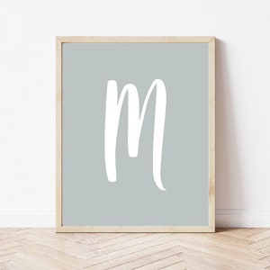 Initial M Printable, Monogram M Printable, Letter M Print, Sage Initial Print, Monogram Wall Art, Green M Initial Print, Initial Printable