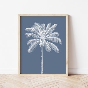 Palm Tree Printable, Arch Printable, Blue Artwork, Botanical Print, Coastal Print, Coastal Wall Art, Palm Tree Wall Art, Tropical Print image 1