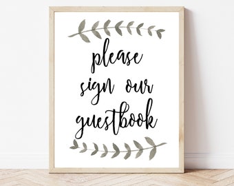 Sign our Guestbook Sign Printable, Wedding Sign, Bridal Shower, Party Sign, Wedding Decor, Bridal Party, Sweets Table, Instant Download