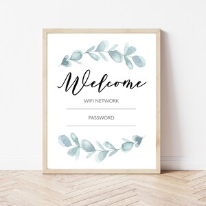 WiFi Password Printable, Decorative WIFI Sign, WiFi Guest Room Wall Art, Guest Room Sign, Botanical WiFi Printable, Guest WiFi Print