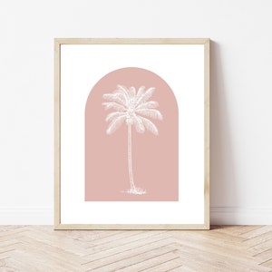 Palm Tree Printable, Arch Printable, Pink Artwork, Botanical Print, Coastal Print, Coastal Wall Art, Palm Tree Wall Art, Tropical Print