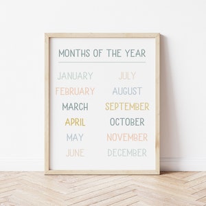 Months of the Year Printable, School Printable, Months Print, School Room Printable, Months Printable, School Print, Homeschool Printable image 1