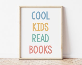 Cool Kids Read Books Printable, School Room Printable, Playroom Printable, Kids Room Print, School Wall Art, Homeschool Printable, Reading