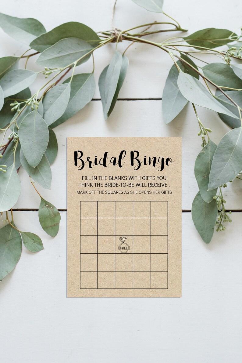 Bridal Bingo Printable Rustic Theme Shower Game Image 0