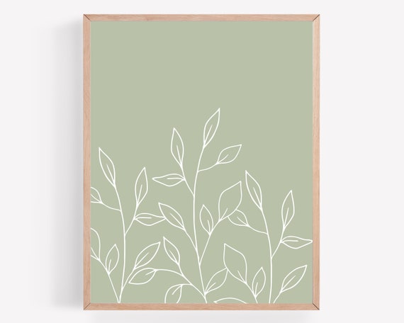 Sage Botanical Printable, Sage Plant Print, Light Green Plant Wall Art, Minimalist Print, Botanical Office Wall Decor, Gallery Wall Print