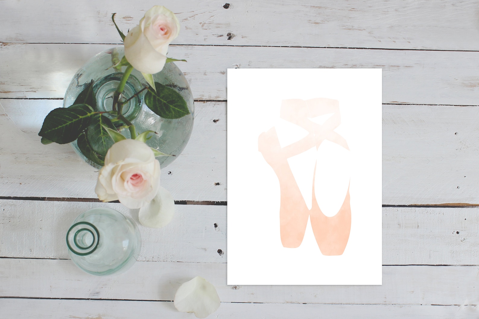 coral ballet slippers printable - watercolor, instant download, dance, dance shoes print, dance print, wall art, for her, love t