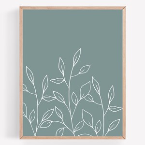 Botanische Printable, Seafoam Farbdruck, Pflanzendruck, Küsten Cottage Wandkunst, minimalistischer Druck, Büro Wanddekor, Galerie Wand Druck